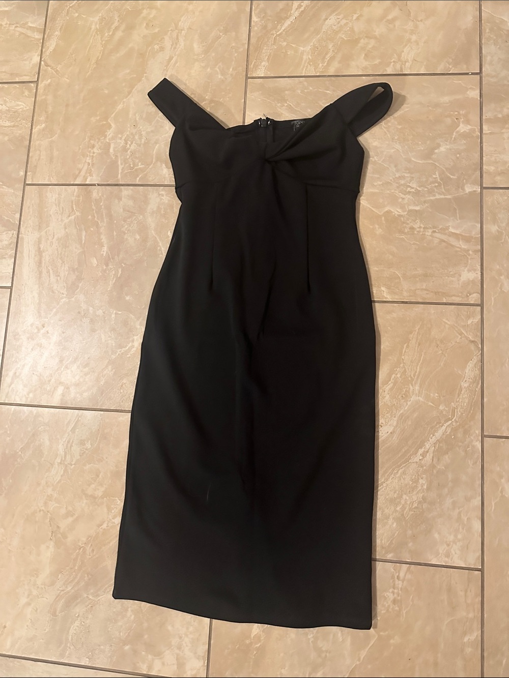Topshop Black Off-Shoulder Midi Sheath Dress